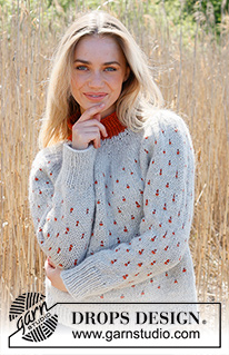 Cranberry Splash / DROPS 235-27 - Knitted jumper in DROPS Andes. Piece is knitted top down with round yoke and multi-coloured pattern. Size: S - XXXL