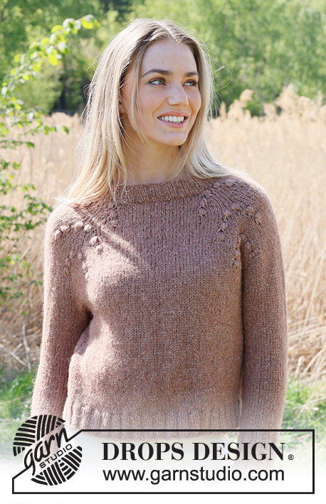 Winter Berry / DROPS 235-30 - Knitted jumper in DROPS Air. The piece is worked top down, with raglan and bobbles. Sizes S - XXXL.