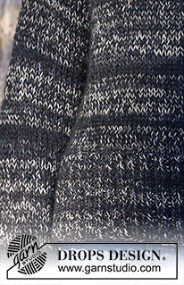 Salt & Pepper / DROPS 235-32 - Gebreide trui in DROPS Fabel en DROPS Brushed Alpaca Silk. Het werk wordt gebreid in tricotsteek met split in de zijkanten en dubbele hals. Maten XS - XXL.