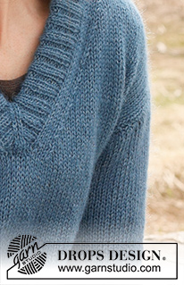 Rivière / DROPS 235-34 - Knitted sweater in DROPS Alpaca and DROPS Kid-Silk. The piece is worked bottom up with V-neck. Sizes XS - XXXL.