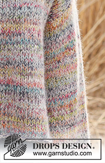 Sparkling Sunrise / DROPS 235-36 - Knitted basic jumper in 1 strand DROPS Brushed Alpaca Silk and 2 strands DROPS Fabel. The piece is worked bottom up in stocking stitch. Sizes XS - XXL.