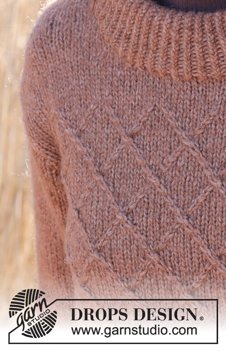 Autumn’s Essence / DROPS 235-7 - Strikket bluse i DROPS Air. Arbejdet strikkes nedefra og op med reliefmønster og dobbelt halskant. Størrelse S - XXXL.