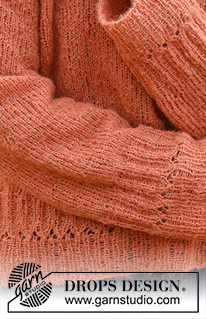 Marmalade / DROPS 236-23 - Gebreide trui in DROPS Brushed Alpaca Silk. Het werk wordt van boven naar beneden gebreid met Europese schouders / diagonale schouders. Maten S - XXXL.