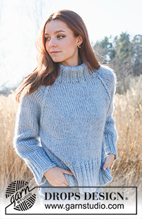 Clear Winter Sky / DROPS 236-24 - Knitted jumper in DROPS Snow. The piece is worked bottom up in stocking stitch with raglan. Sizes S - XXXL.