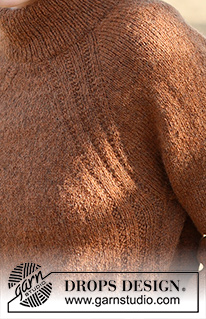 Spice Market / DROPS 236-28 - Gebreide trui in DROPS Sky. Het werk wordt van boven naar beneden gebreid met raglan, structuurpatroon en splitten in de zijkanten. Maat: S - XXXL