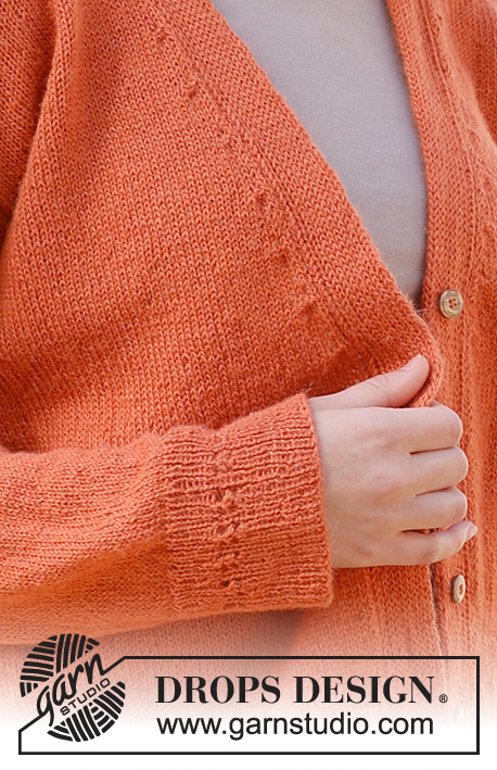Simplicity Cardigan / DROPS 236-30 - Rozpinany sweter na drutach, przerabiany od dołu do góry dżersejem, z dekoltem V i z obszyciami dżersejem podwójnym (listwa dżersejem podwójnym), z włóczki DROPS Alpaca. Od S do XXXL