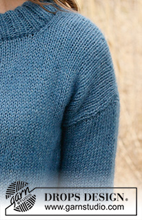 Rhapsody in Blue / DROPS 236-36 - Pull tricoté de bas en haut en jersey, en DROPS Flora et DROPS Kid-Silk. Du XS – XXXL.