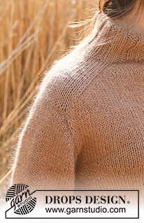 Salted Caramel / DROPS 236-7 - Stickad tröja i DROPS Puna och DROPS Kid-Silk. Arbetet stickas uppifrån och ner med sadelaxel och slätstickning. Storlek S - XXXL.