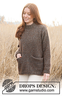 Autumn Woods / DROPS 236-8 - Knitted long sweater in DROPS Soft Tweed and DROPS Kid-Silk. The piece is worked in stockinette stitch with pockets. Sizes XS - XXL.