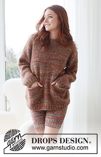 All about Autumn / DROPS 237-36 - Knitted oversized jumper in DROPS Fabel and DROPS Kid-Silk. Piece is knitted bottom up in stocking stitch with pockets. Size: S - XXXL