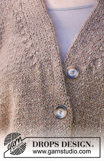 Tweed Casual / DROPS 237-38 - Propínací svetr s V-výstřihem pletený zdola nahoru z příze DROPS Soft Tweed a DROPS Kid-Silk. Velikost XS - XXL.