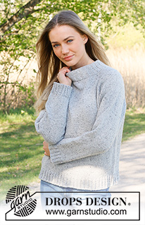 Back to Boston / DROPS 237-40 - Knitted sweater in DROPS Soft Tweed or DROPS Daisy. The piece is worked top down with raglan and double neck. Sizes S - XXXL.