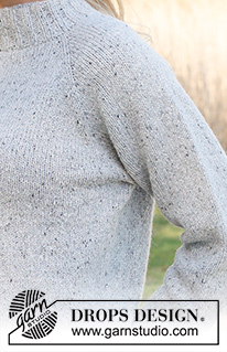 Back to Boston / DROPS 237-40 - Raglánový pulovr pletený shora dolů z příze DROPS Soft Tweed. Velikost S - XXXL.