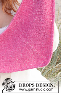 Strawberry Blush / DROPS 238-15 - Xaile tricotado em DROPS Air. Tricota-se de cima para baixo em ponto meia, com uma orla em I-cord.
