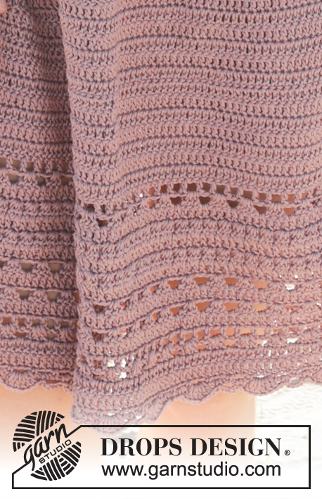 Beach Rendezvous / DROPS 239-35 - Crocheted dress in DROPS Muskat. The piece is worked top down with lace pattern. Sizes S - XXXL.