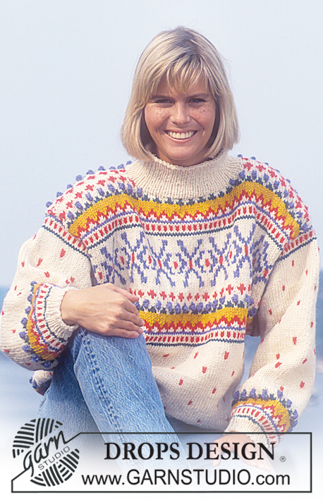 Threads of Sunshine / DROPS 24-2 - DROPS jumper with pattern borders in “Alaska”. Ladies and Men’s size S – L.