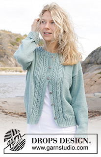 Celtic Harmony Cardigan / DROPS 241-18 - Knitted jacket in DROPS Merino Extra Fine or DROPS Cotton Merino. Piece is knitted bottom up with cables and lace pattern. Size: S - XXXL