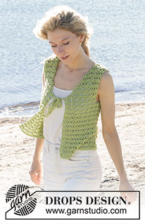 Boogie Nights Vest / DROPS 241-24 - Crocheted top in DROPS Cotton Merino. The piece is worked bottom up with fan-pattern. Sizes S - XXXL.