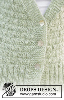 Scottish Thistle Cardigan / DROPS 241-5 - Rozpinany sweter na drutach, przerabiany od dołu do góry, ze ściegiem strukturalnym i dekoltem V, z włóczek DROPS Alpaca i DROPS Kid-Silk. Od XS do XXL.