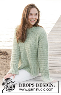 Scottish Thistle Sweater / DROPS 241-6 - Knitted jumper in DROPS Alpaca and DROPS Kid-Silk. Piece is knitted bottom up with relief pattern and sewn-in sleeves. Size XS – XXL.