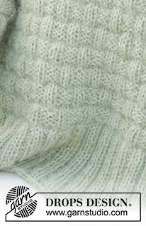 Scottish Thistle Sweater / DROPS 241-6 - Alhaalta ylös neulottu pusero DROPS Alpaca- ja DROPS Kid-Silk -langoista. Työssä on kohoneuletta. Hihat ommellaan paikoilleen. Koot XS - XXL.