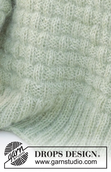 Scottish Thistle Sweater / DROPS 241-6 - Pulôver tricotado de baixo para cima com ponto relevo e mangas montadas, em DROPS Alpaca e DROPS Kid-Silk. Do XS ao XXL.