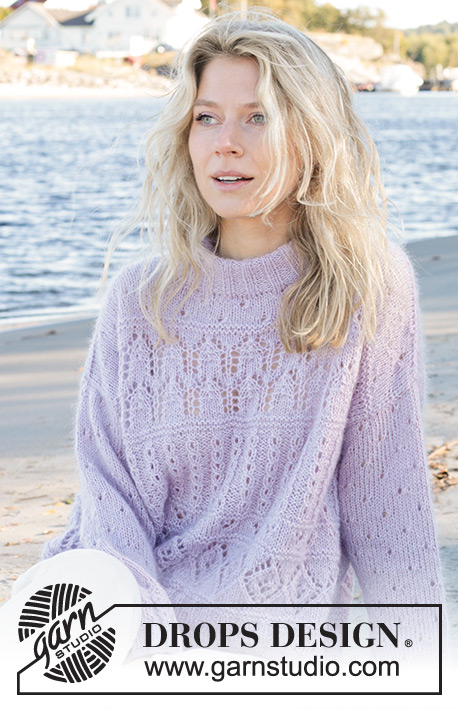 Fabled Harbour Sweater / DROPS 241-9 - Knitted jumper in DROPS Alpaca and DROPS Kid-Silk. The piece is worked bottom up with lace pattern. Sizes S - XXXL.