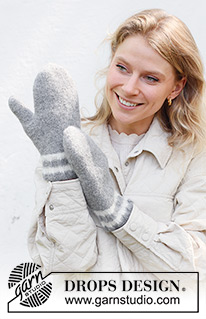 Grey Day Mittens / DROPS 242-50 - Plstěné rukavice – palčáky pletené z příze DROPS Lima.