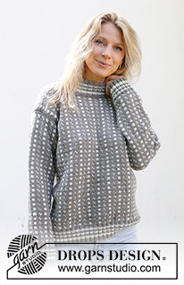 Winter Twilight / DROPS 243-27 - Knitted jumper in DROPS Merino Extra Fine. The piece is worked bottom up with Nordic/Icelandic pattern, double neck and sewn-in sleeves. Sizes S - XXXL.