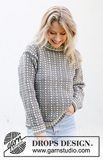 Winter Twilight / DROPS 243-27 - Knitted sweater in DROPS Merino Extra Fine. The piece is worked bottom up with Nordic/Icelandic pattern, double neck and sewn-in sleeves. Sizes S - XXXL.