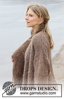 Oversized Hug / DROPS 244-21 - Knitted jacket in DROPS Alpaca Bouclé and DROPS Brushed Alpaca Silk. The piece is worked top down with European/diagonal shoulders. Sizes S - XXXL.