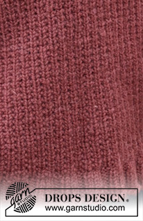 Rustic Berry Sweater / DROPS 245-26 - Maglione lavorato ai ferri in DROPS Nepal. Lavorato dal basso verso l’alto con motivo in rilievo, diagonali delle spalle e collo doppio. Taglie: S - XXXL.