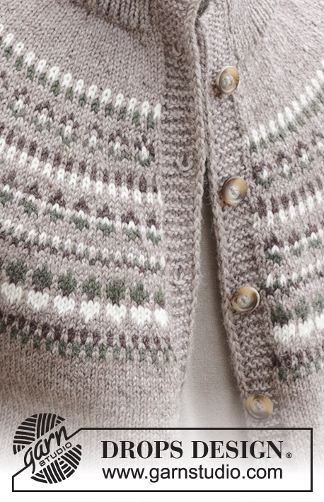 Boreal Circle Cardigan / DROPS 246-10 - Męski rozpinany sweter na drutach, przerabiany od góry do dołu, z włóczki DROPS Karisma. Z zaokrąglonym karczkiem i żakardem norweskim. Od S do XXXL.