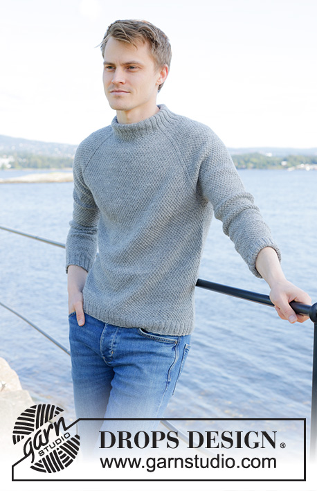 Winter Weekend / DROPS 246-11 - Knitted jumper for men in DROPS Nord. The piece is worked top down with raglan, moss stitch and double neck. Sizes S - XXXL.