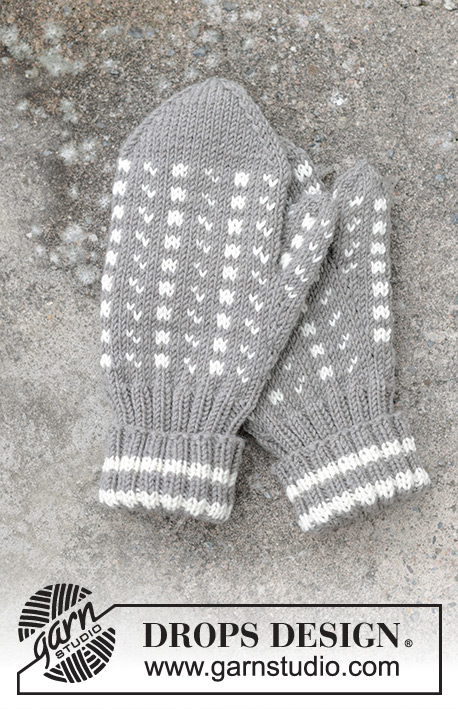 Winter Twilight Gloves / DROPS 246-18 - Moufles tricotées pour homme avec jacquard nordique en DROPS Merino Extra Fine.