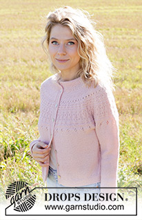 Quilting Bee Cardigan / DROPS 248-25 - Knitted jacket in DROPS Alpaca or DROPS Flora. The piece is worked top down with double neck, round yoke, relief-pattern and I-cord. Sizes S - XXXL.