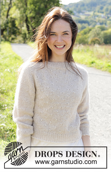 Oatfield / DROPS 248-7 - Knitted jumper in DROPS Air or DROPS Big Merino. The piece is worked top down with saddle shoulders and relief-pattern. Sizes S - XXXL.