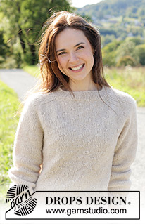 Oatfield / DROPS 248-7 - Knitted jumper in DROPS Air or DROPS Big Merino. The piece is worked top down with saddle shoulders and relief-pattern. Sizes S - XXXL.