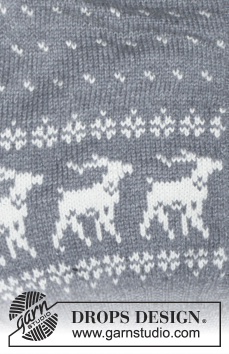 Rain Dear / DROPS 32-1 - DROPS jacket in Alaska with reindeer and snow flakes DROPS Sweater in Karisma with cable edges