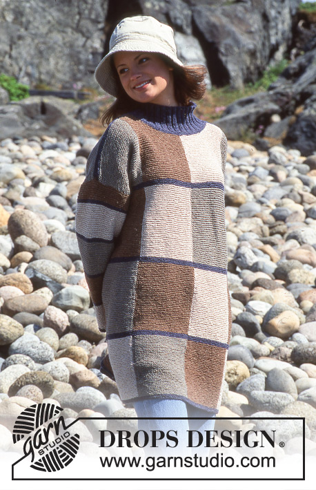 DROPS 39-7 - Sweter na drutach z motywami kwadratów, z włóczki DROPS Silke Tweed.