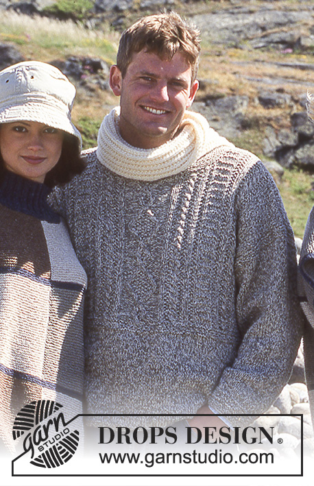 DROPS 39-8 - Męski sweter na drutach, wykonany podwójną nitką włóczki DROPS Silke Tweed