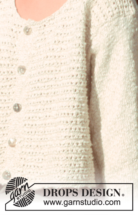 Sand Textures / DROPS 41-1 - Rozpinany sweter na drutach, ściegiem strukturalnym, z włóczki DROPS Bomull-Lin. Od S do L.