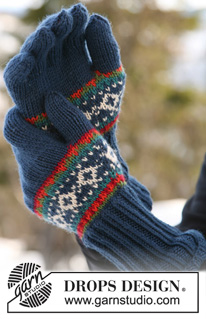 Northern Dream / DROPS 47-1 - DROPS Norwegian sweater for men with snow crystals, headband, hat, gloves and socks in Karisma Superwash. 