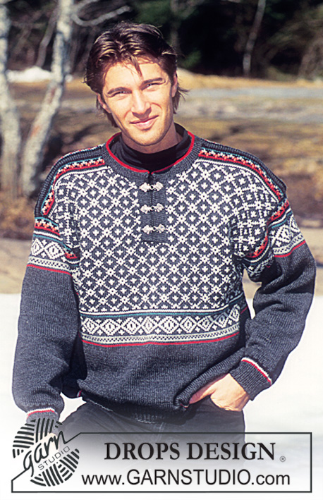 DROPS 47-14 - Damski lub męski sweter na drutach, z żakardem, z włóczki DROPS Karisma Superwash. Od S do L.