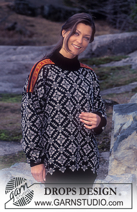 DROPS 47-19 - Sweater i Camelia med nordisk rudemønster.
