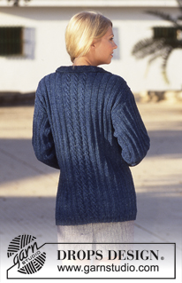 DROPS 60-9 - DROPS Cardigan in Denim with cables and rib.