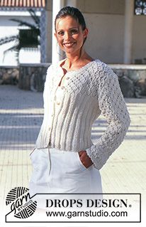 Frederika / DROPS 61-7 - DROPS Cardigan in Silke or Paris with lace pattern.