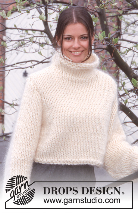 Carla Sweater / DROPS 63-18 - Krótki sweter na drutach, z włóczek DROPS Alaska i DROPS Vienna