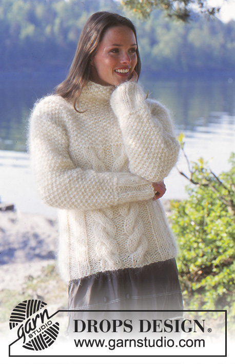 Winter Cuddles / DROPS 66-2 - Strikket sweater med snoninger og perlestrik i DROPS Alaska og DROPS Vienna eller DROPS Melody. Størrelse: S – M – L – XL