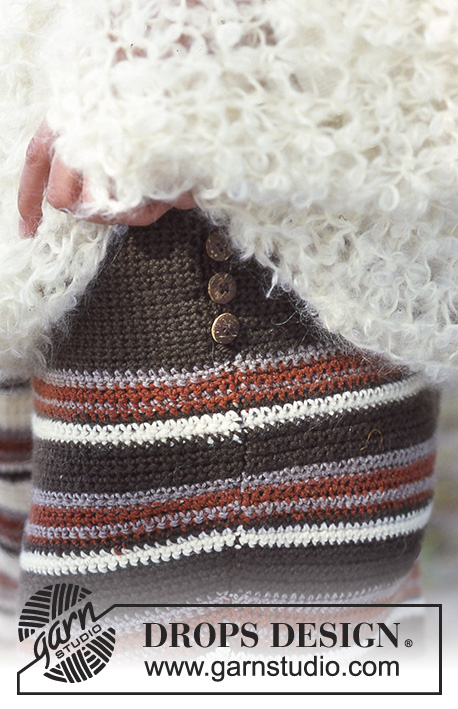 Promenade Skirt / DROPS 67-27 - Crochet skirt with stripes in DROPS Karisma. Size: S – M – L